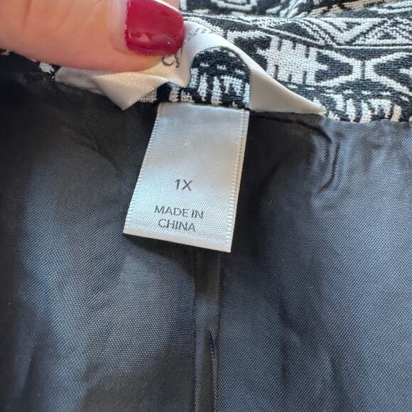 CJ Banks Patterned Open Jacket Women' Size 1X Artsy Aztec Casual Career - Picture 4 of 9